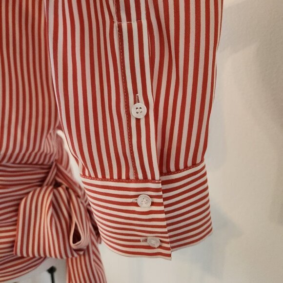 STRIPE BLOUSE WITH BANDED WAIST TIE BY CHELSEA28 / NORDSTROM - SIZE S - EUC - Picture 6 of 10